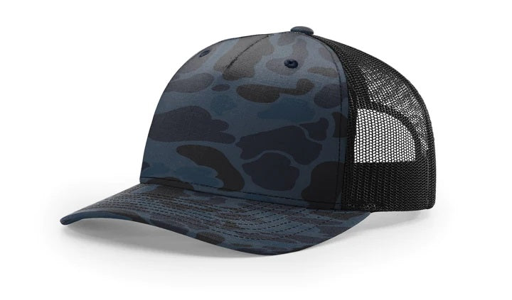 Admiral Duck Camo Black Leather Patch Hat