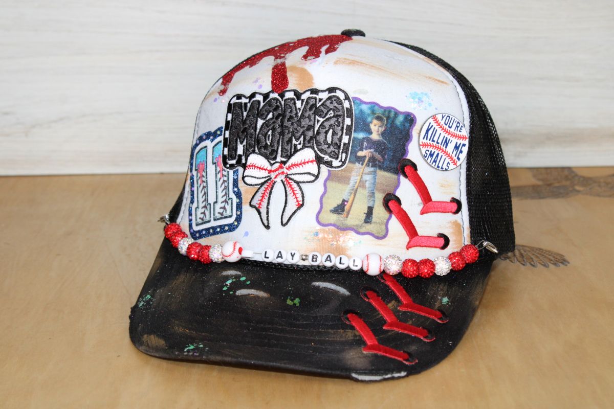 Baseball Mama Drip Trucker Hat