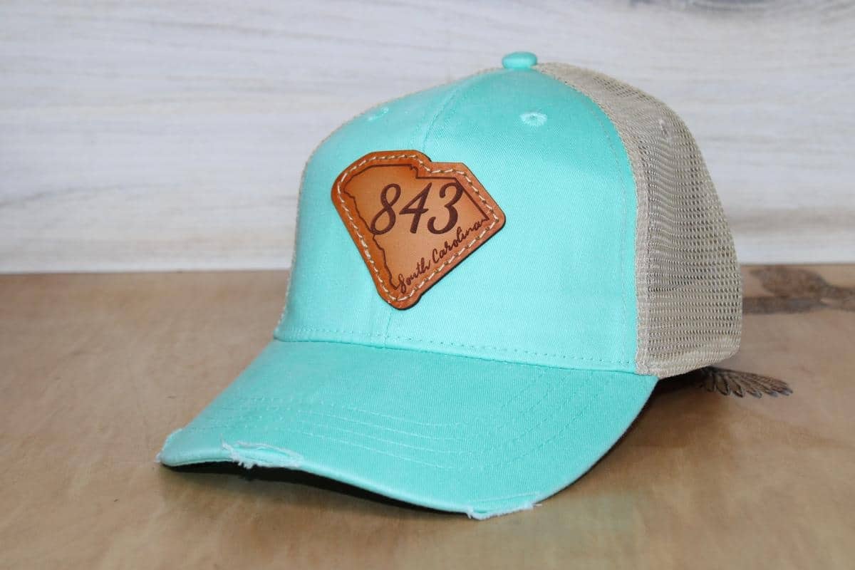 Distressed South Carolina 843 Leather Patch Hat