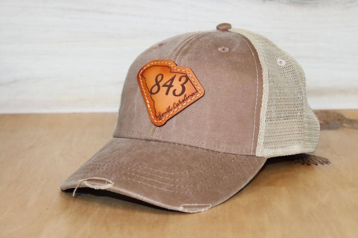 Distressed South Carolina 843 Leather Patch Hat