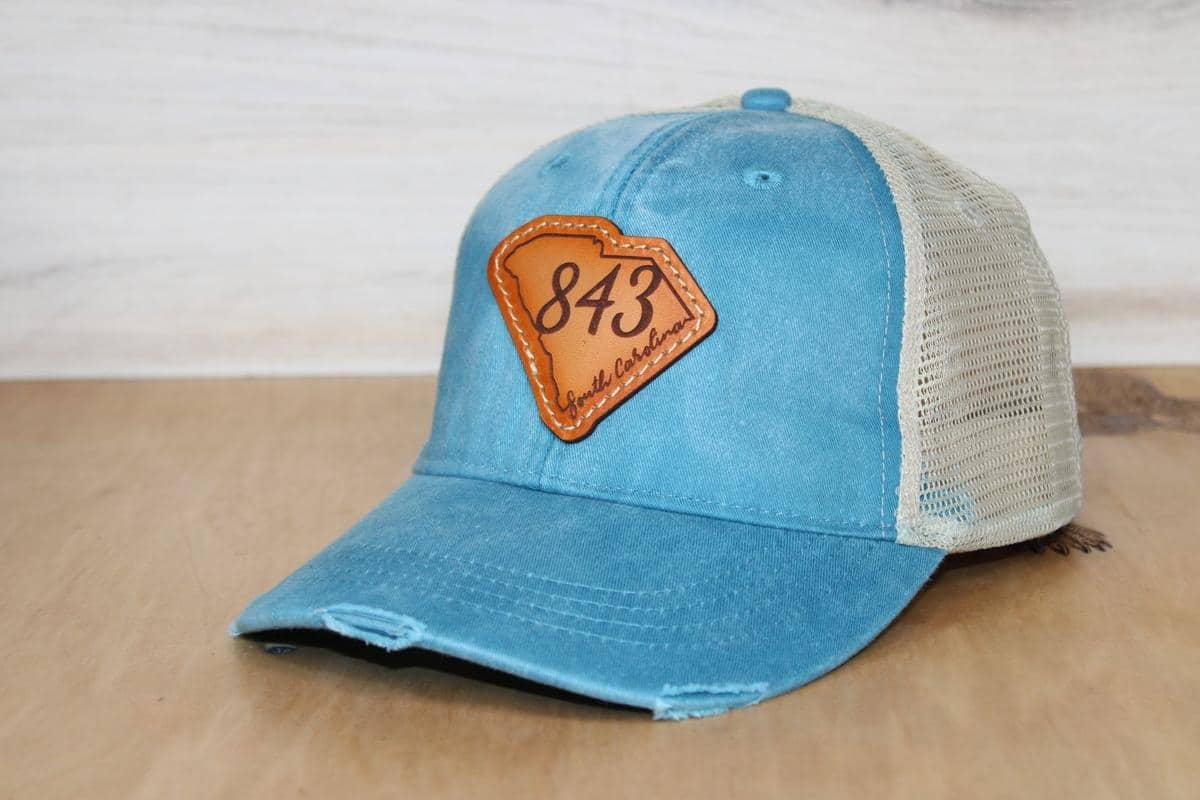 Distressed South Carolina 843 Leather Patch Hat
