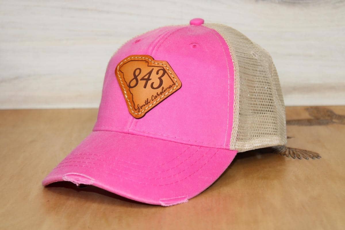 Distressed South Carolina 843 Leather Patch Hat