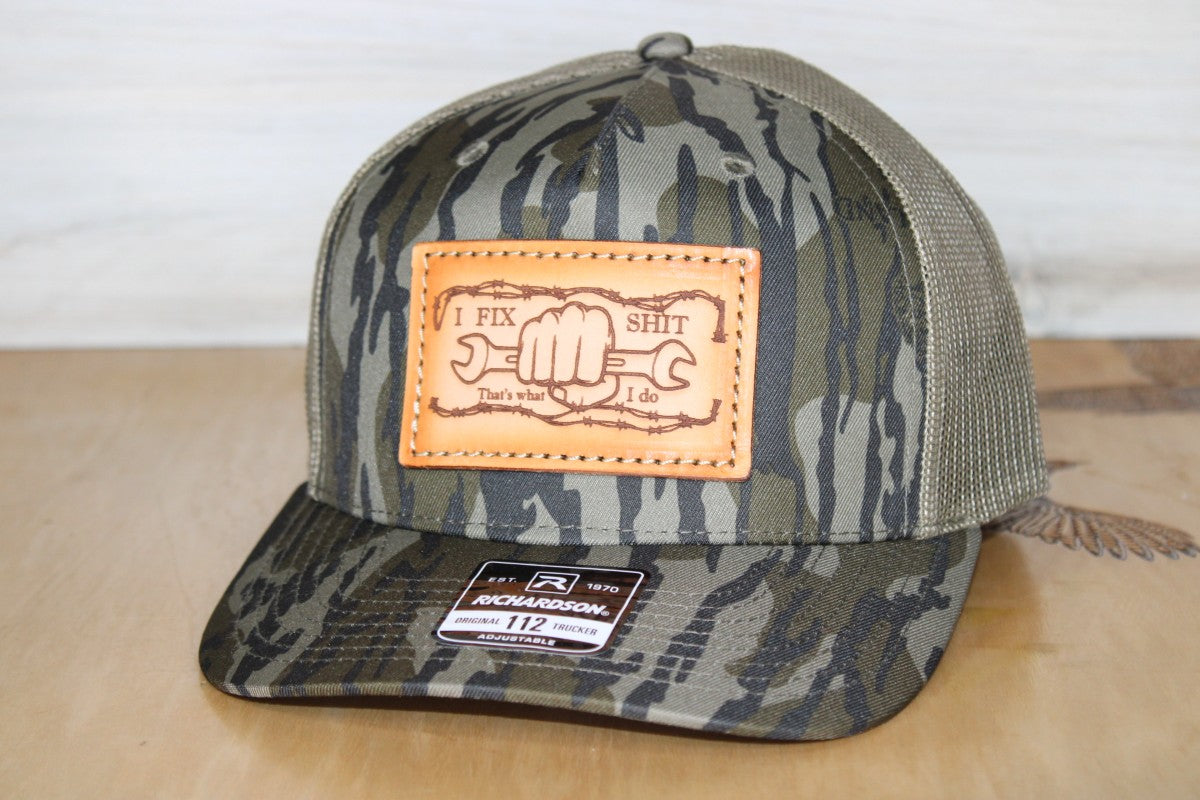 I Fix Shit blue collar leather patch