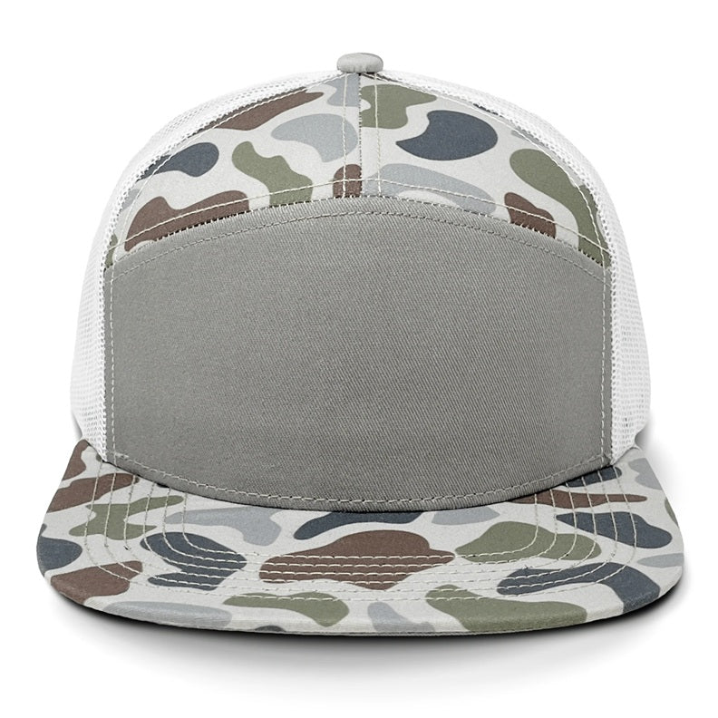 Chaisin' Tail Old School 7 Panel Camo Leather Patch Hat
