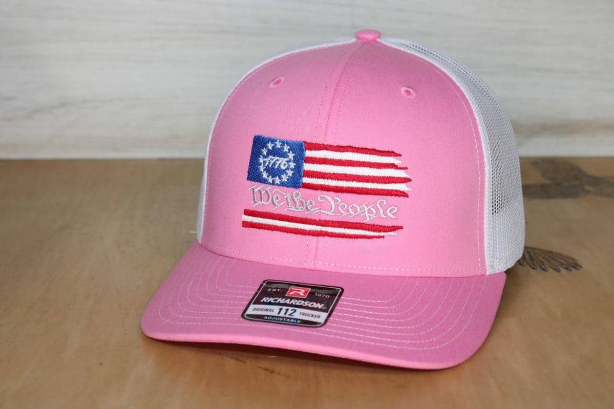 We The People embroidered hat pink