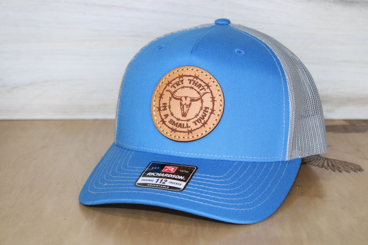 Small Town Leather Patch Hat blue