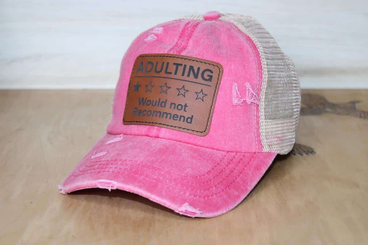 criss cross ponytail leather patch hat