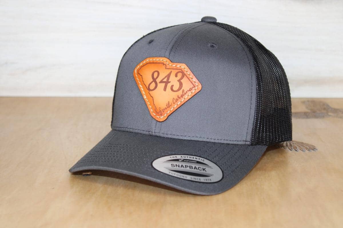 charcoal 843 leather patch hat