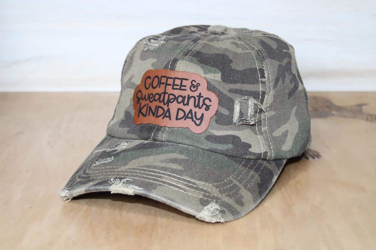 criss cross ponytail leather patch hat