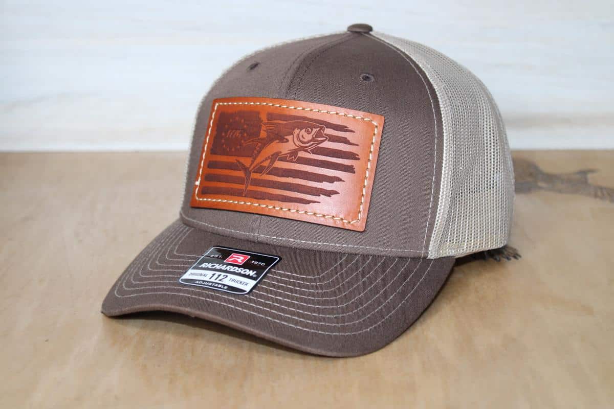 brown tuna leather patch hat