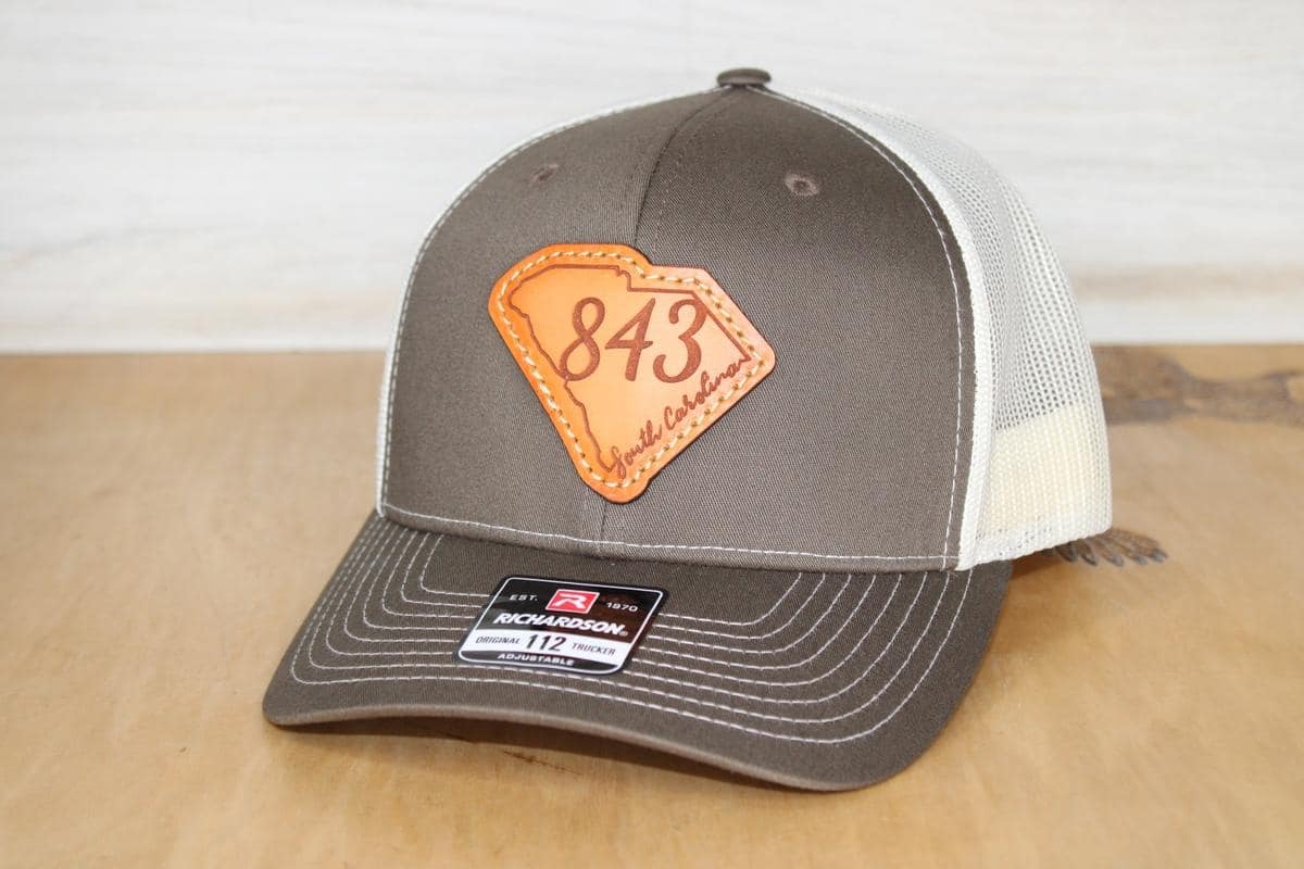 843 Lowcountry Leather Patch Hat Chocolate Chip