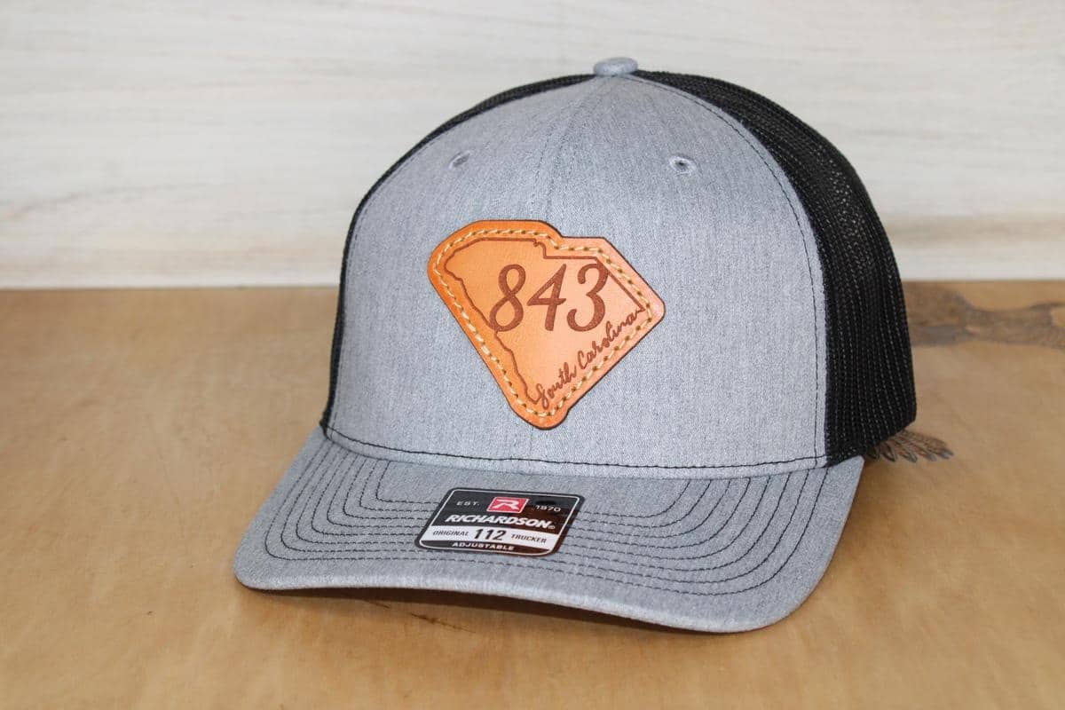 843 Lowcountry Leather Patch Hat Heather Grey