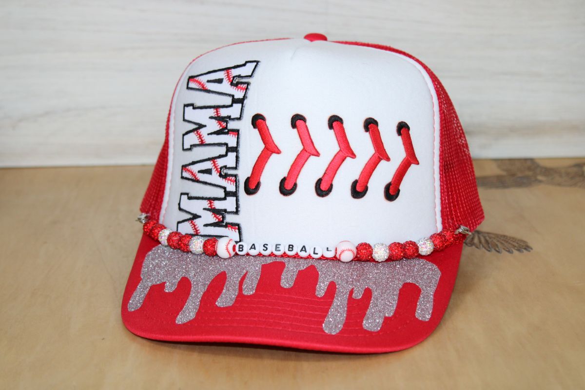 Baseball Mama Red Trucker Hat