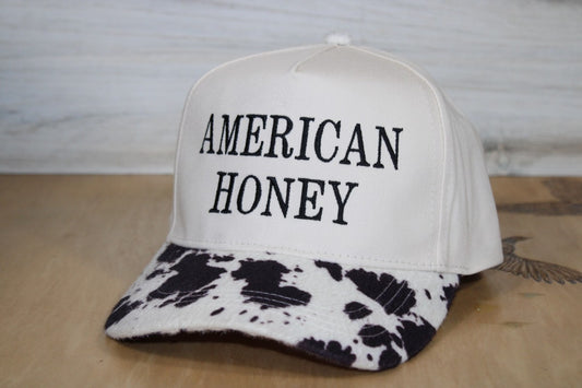 Cow Print Cap with American Honey Embroidered