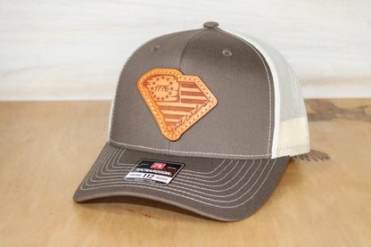 South Carolina American Flag Leather Patch Hat