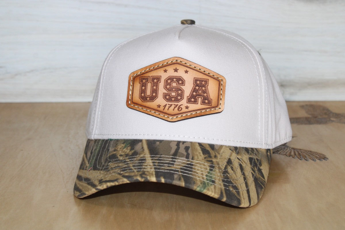 Old School Mossy Oak Shadow Grass Camo Two-Tone USA Hat