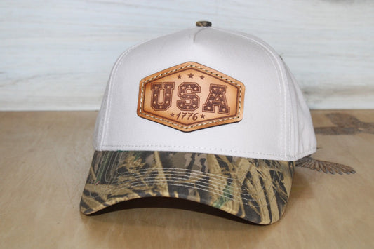 Old School Mossy Oak Shadow Grass Camo Two-Tone USA Hat