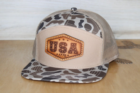 7 Panel Duck Camo USA Hat