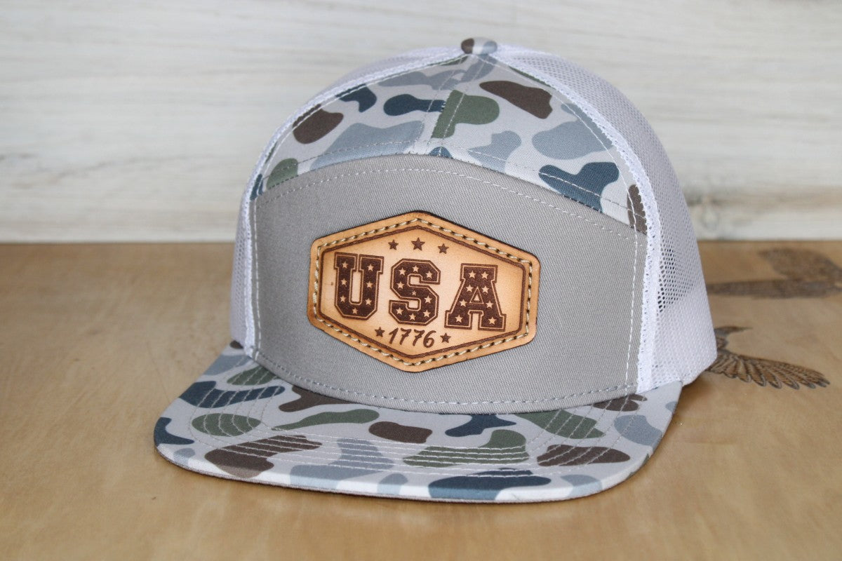 7 Panel Duck Camo USA Hat