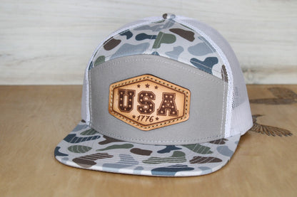 7 Panel Duck Camo USA Hat
