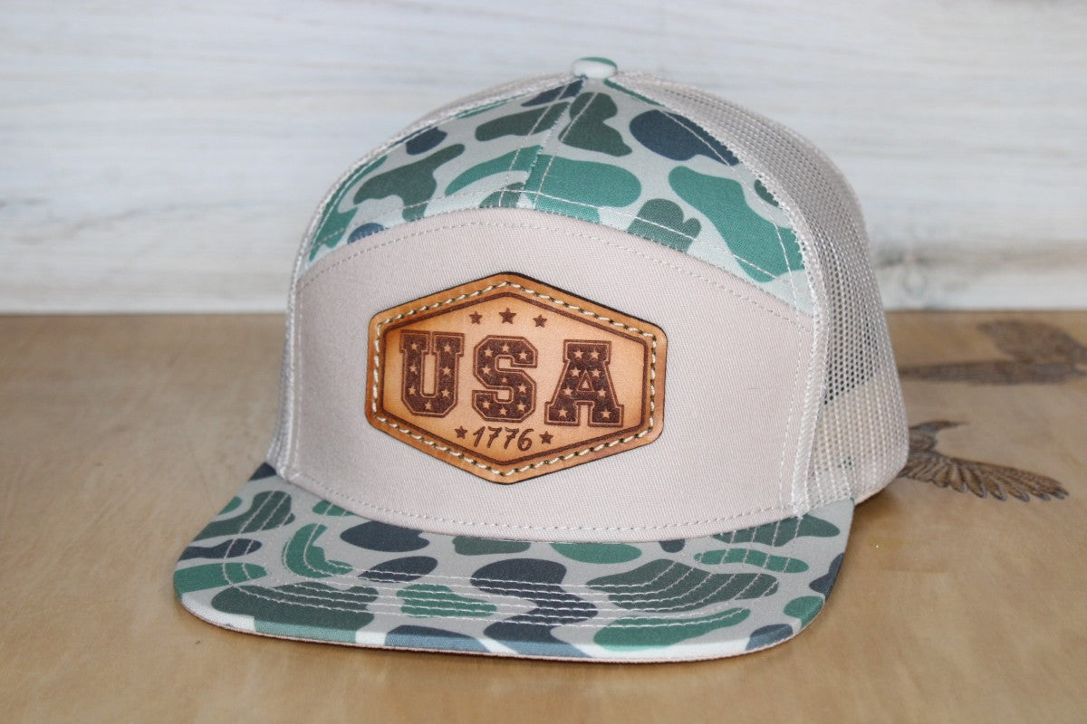 7 Panel Duck Camo USA Hat