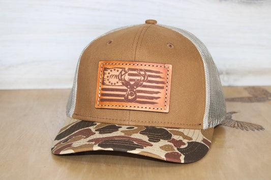Duck Hunting Leather Patch Camo Hat
