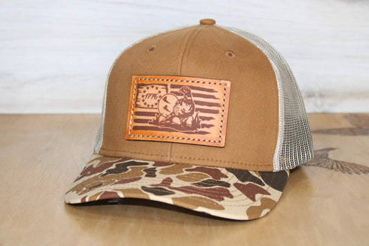Pheasant Leather Patch Camo Hat