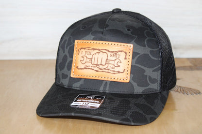 I Fix Shit blue collar leather patch