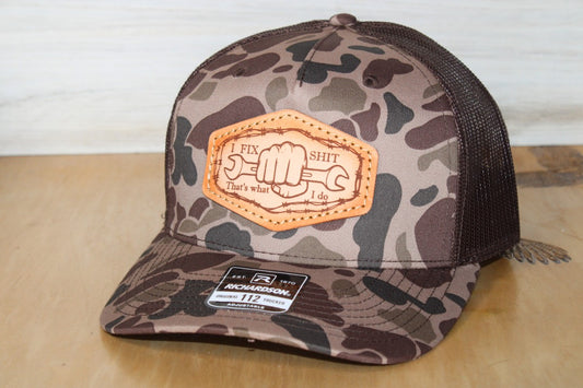 Blue Collar I Fix Shit Patch Hat Camo