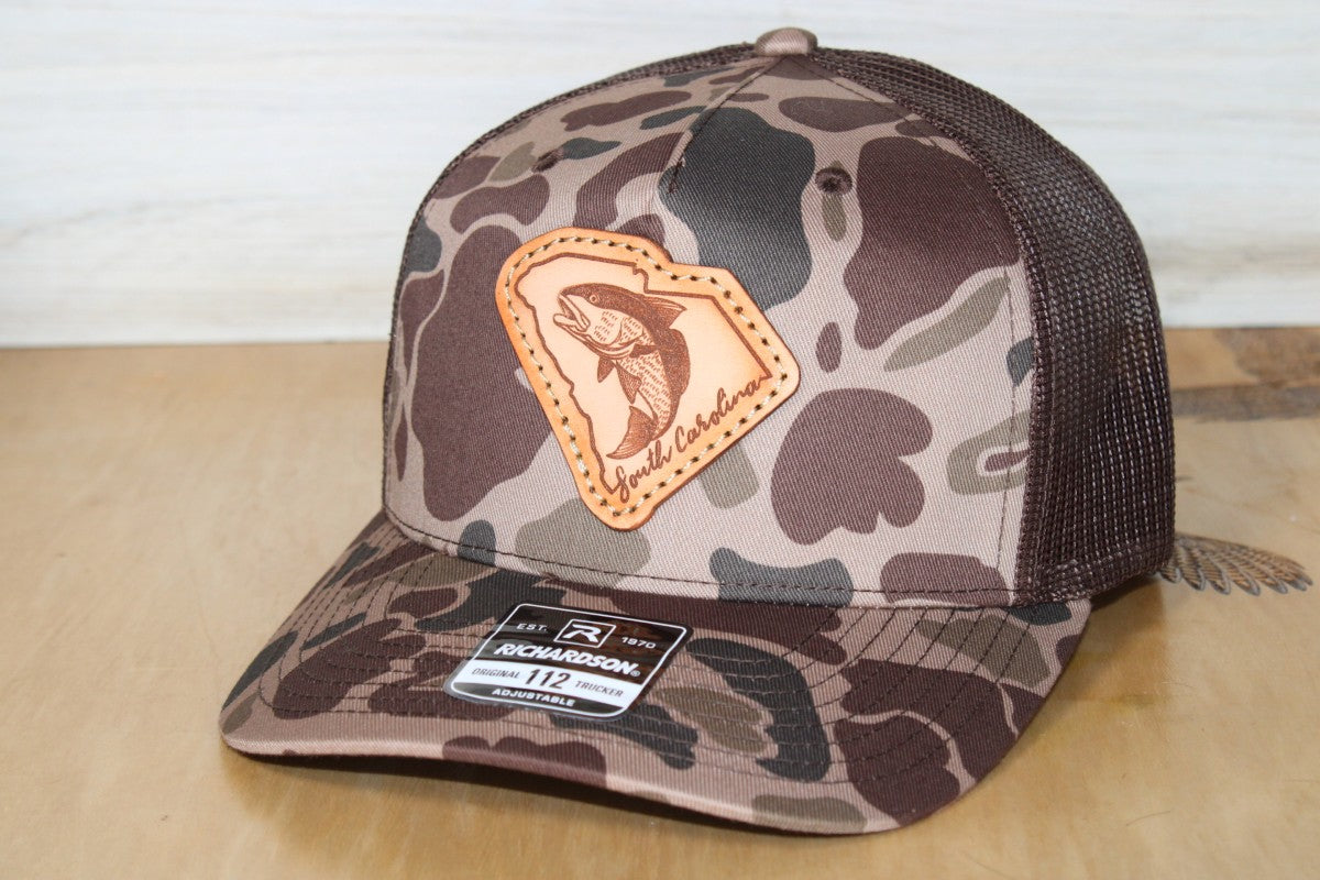 SC Redfish Leather Patch Hat Camo