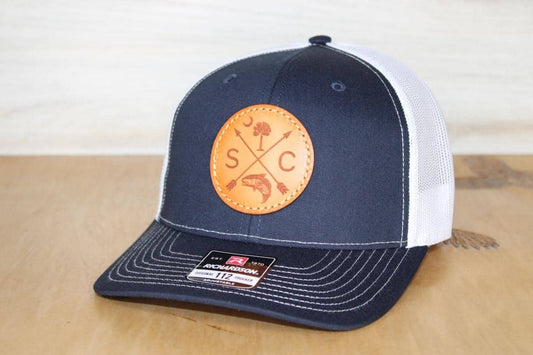 Lowcountry friendship leather patch hat blue