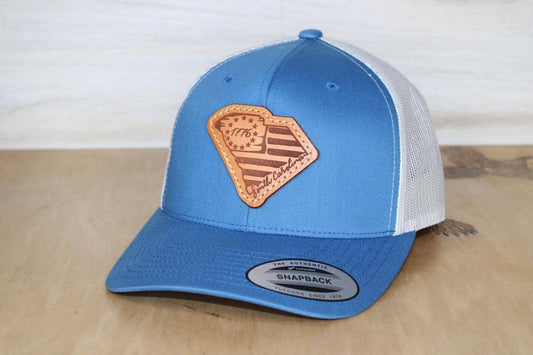 Lowcountry leather patch hat blue
