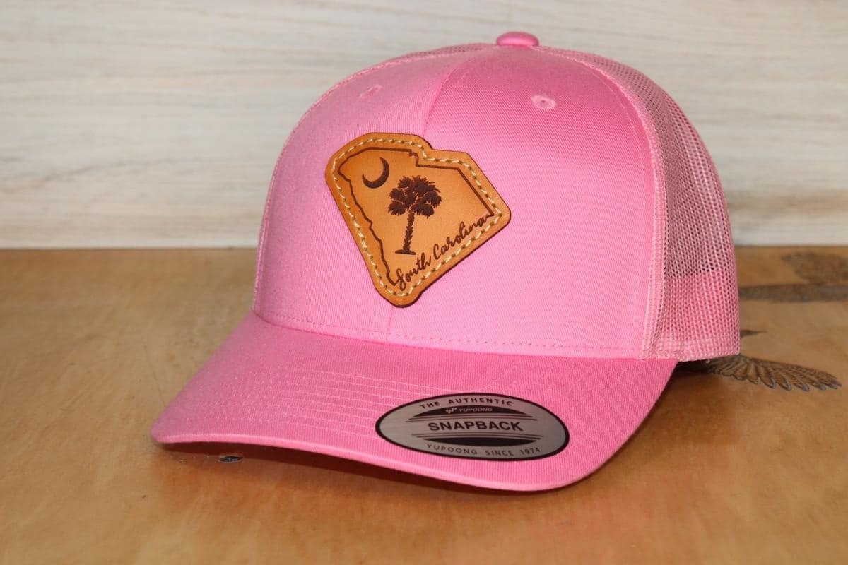 Lowcountry leather patch hat pink