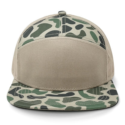 Chaisin' Tail Old School 7 Panel Camo Leather Patch Hat