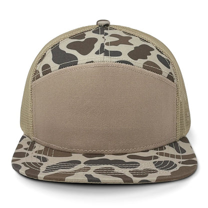 Chaisin' Tail Old School 7 Panel Camo Leather Patch Hat