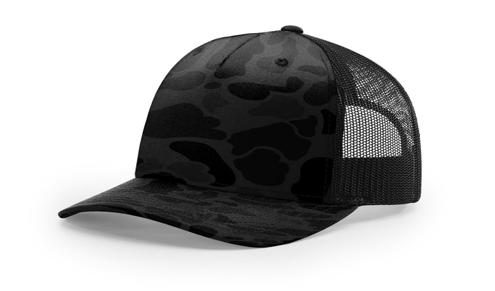 Sable Duck Camo Black Leather Patch Hat