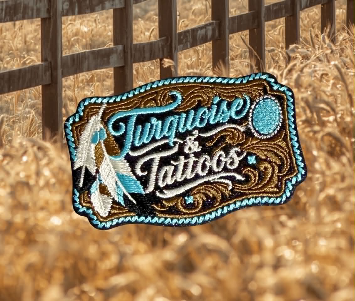 Turquoise and Tattoos Custom Trucker Hat Patch