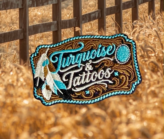 Turquoise and Tattoos Custom Trucker Hat Patch