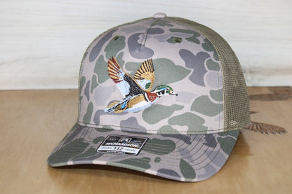 Wood Duck Embroidered Camo Hat Black