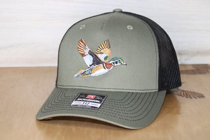 Wood Duck Embroidered Hat Green