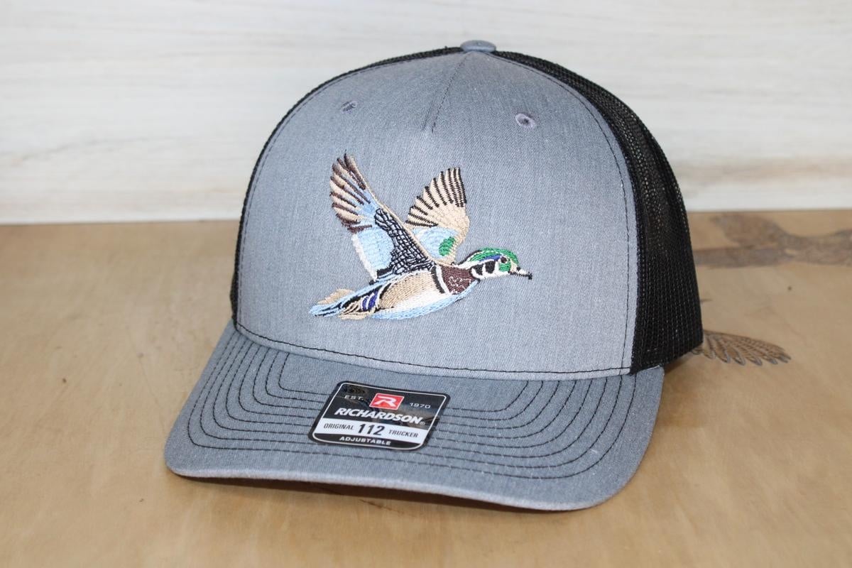 Wood Duck Embroidered Hat Heather Grey