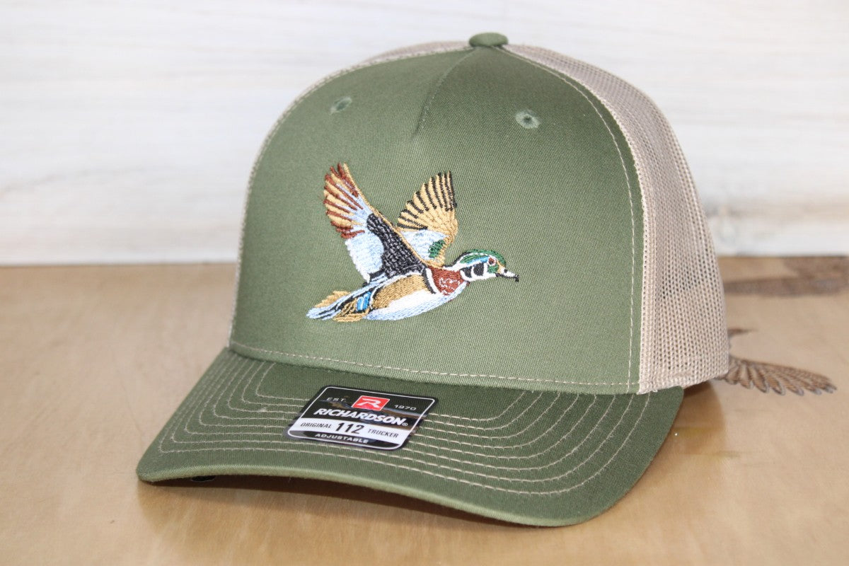 Wood Duck Embroidered Hat Olive Green