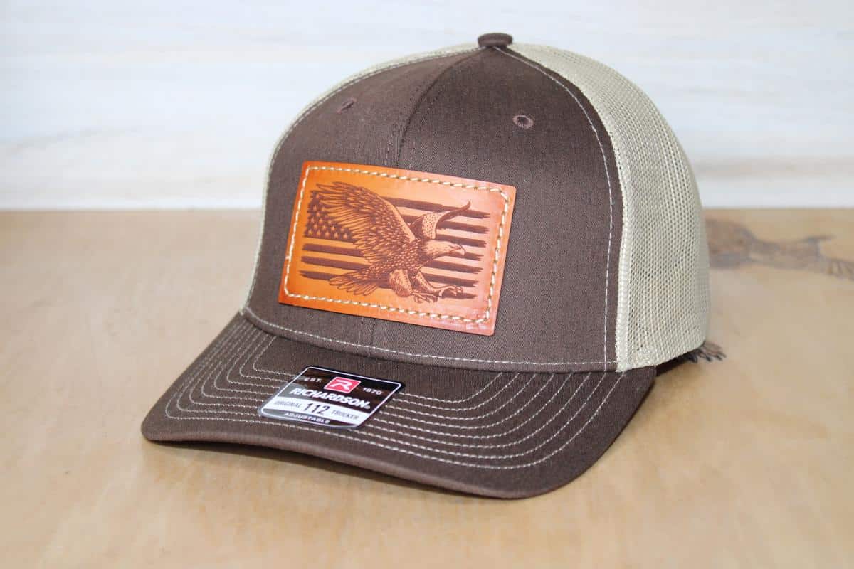 brown leather patch hat soaring eagle