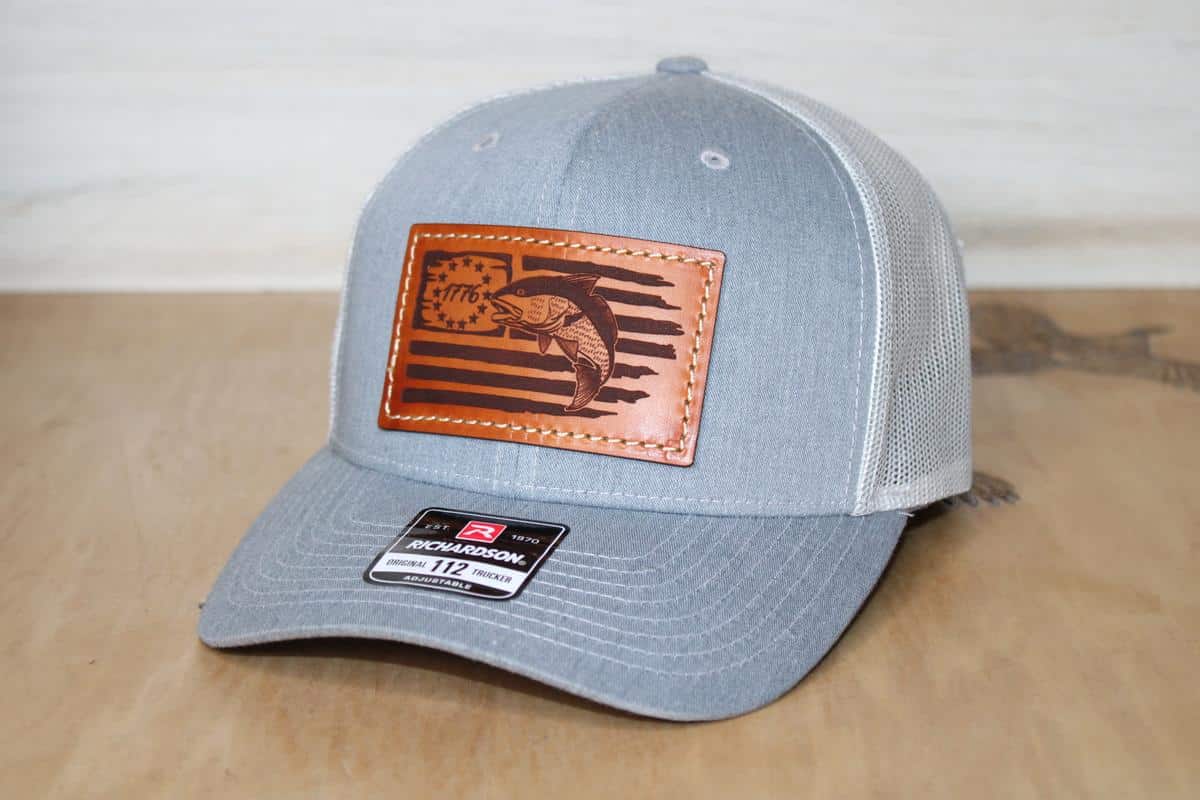 redfish leather patch hat