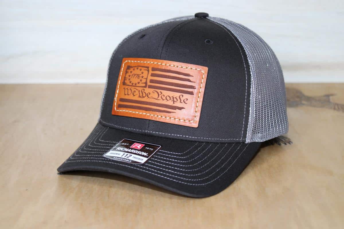 black we the people leather patch hat